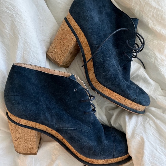 Chanel Blue Suede Gabrielle Cap-Toe Boots 39 at 1stDibs